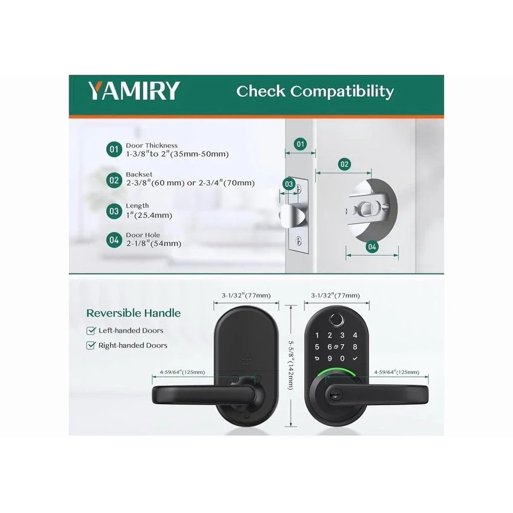 Smart Door Handle Lock with Keypad: Yamiry Fingerprint Smart Knob - Keyless Entr